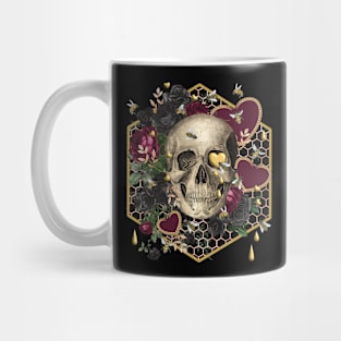 VINTAGE GOTHIC FLORAL SKULL, LOVE U HONEY Mug